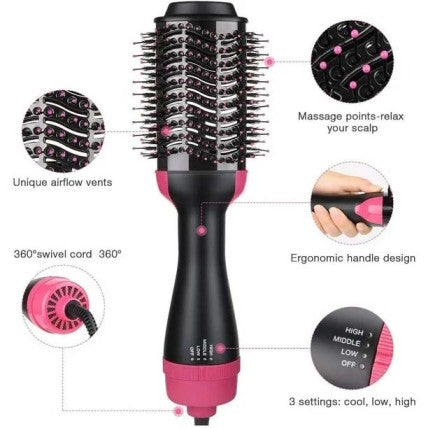 Hair Dryer Brush 3-in-1 Hot Air Brush Hair Styling Machine Brush for Women Fast Drying Styling Straightening Curling Hair Brush Set Suitable for All Hair Types